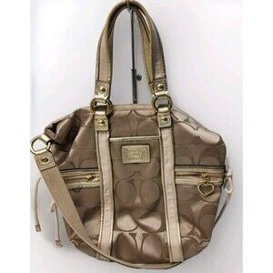 Coach Daisy Poppy Pop C Shoulder Pocket Tote Shoulder Hand Bag F20101 Beige